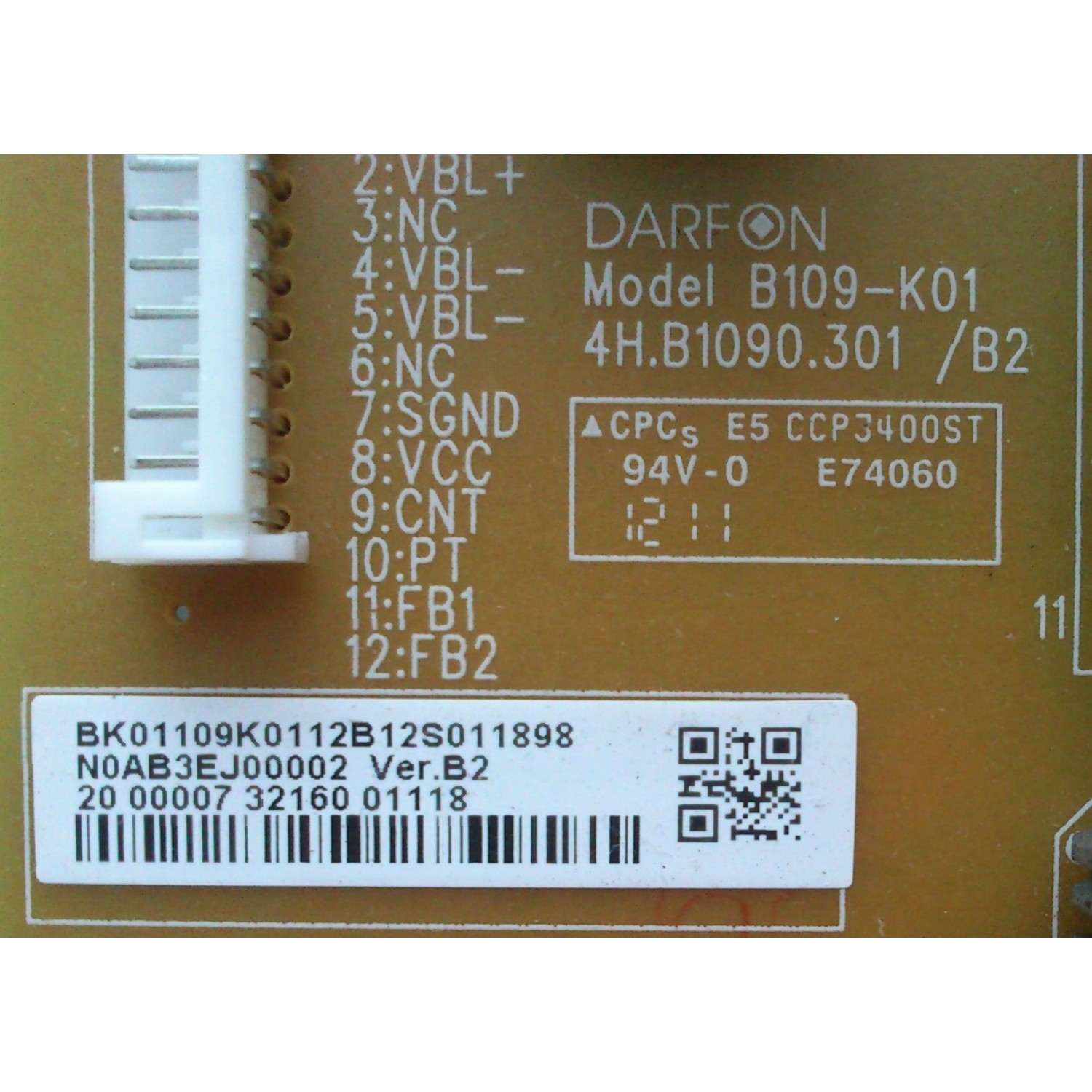 FUENTE DE PODER / SANYO N0AB3EJ00002 / BK01109K01 / BK.01109.K01 / B109-K01 / 4H.B1090.301 / MODELO DP39842 P39842-00	 - Imagen 2
